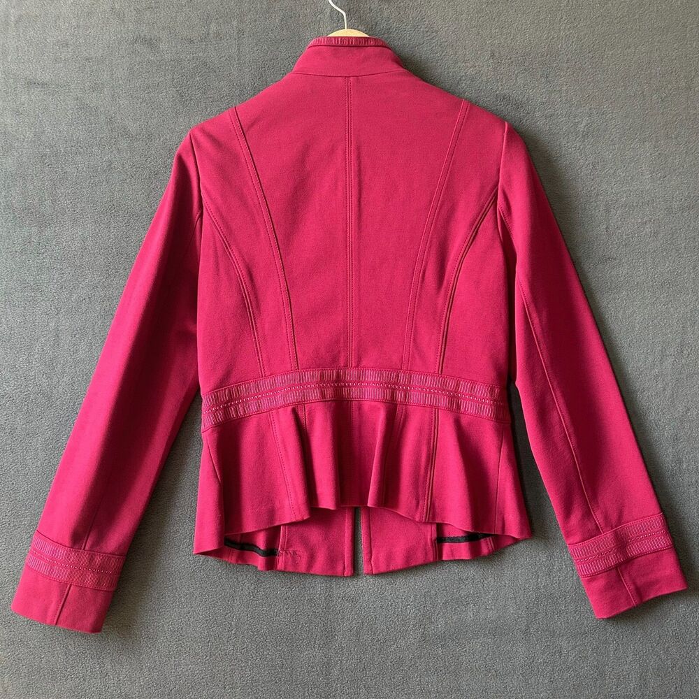 Red Military Jacket Womens 10 Structured Peplum Button White House Black Market - Picture 4 of 13